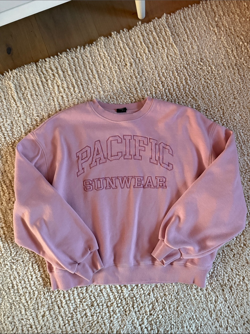 Pacific Sunwear Dusty Pink Crewneck Sweatshirt with Appliqué Logo